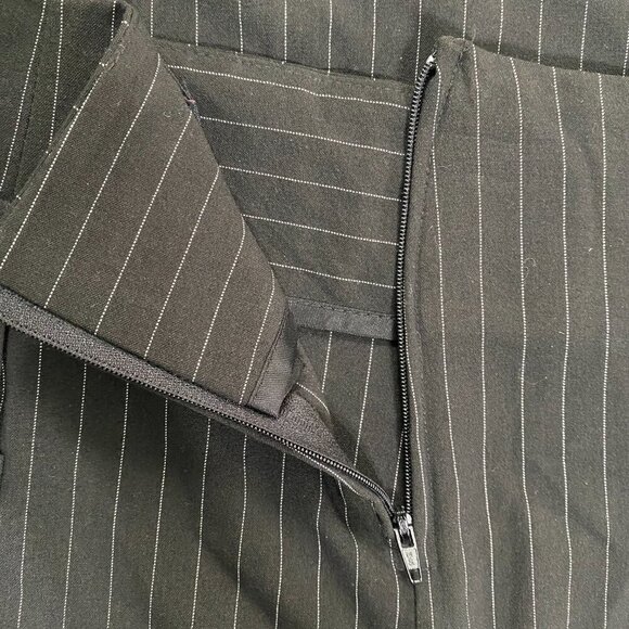 Torrid Black Pinstripe Pencil Midi Skirt with Back Slit & Zip Closure, 14 #303 - Picture 3 of 8